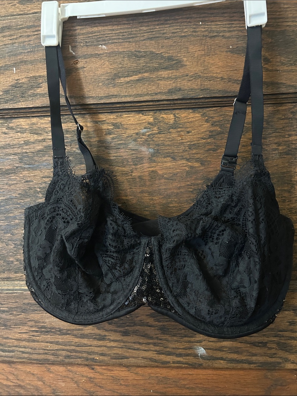 Victoria's Secret Black Lace Underwire Bra with Sequin Detail